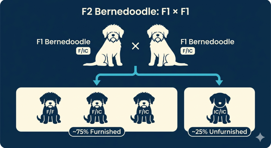 infographic explaining the f1 x f1 bernedoodle split